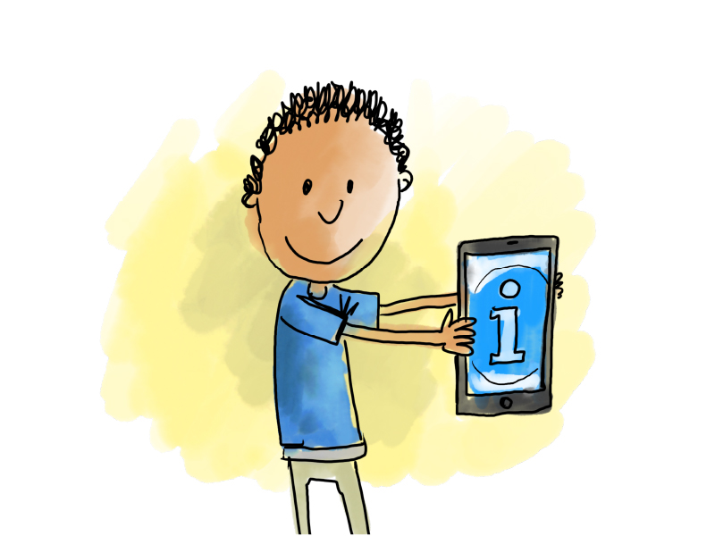 Boy holding smartphone clipart