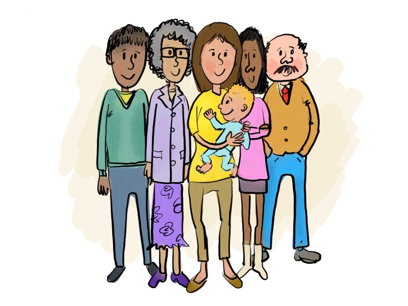 A family in a group